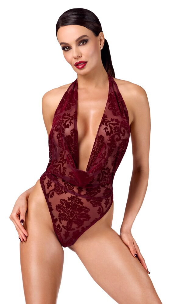 Body Kink Royal met Flockprint - Bordeauxrood - M