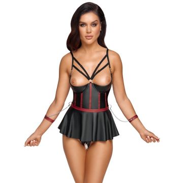 Cottelli Bondage Babydoll - Zwart/Rood