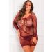 Tie Breaker Long Sleeve Dress - Bordeaux Rood - Plus Size